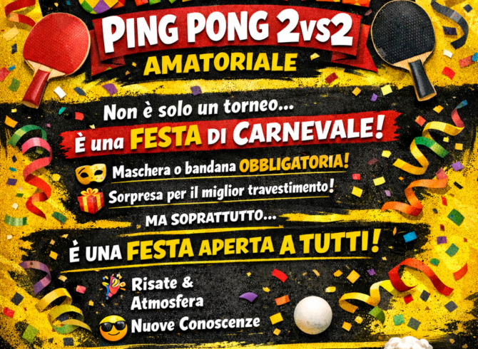 Carnevale Ping Pong 2vs2 a Torino – Torneo amatoriale in maschera Cibo&Trash